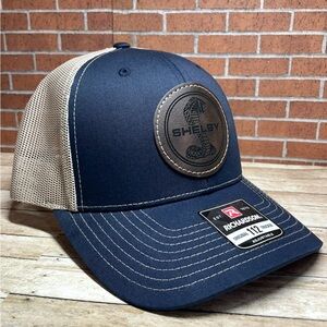 Richardson 112 Mustang Cobra Racing Leather Patch Trucker Hat, Ford Shelby Hat